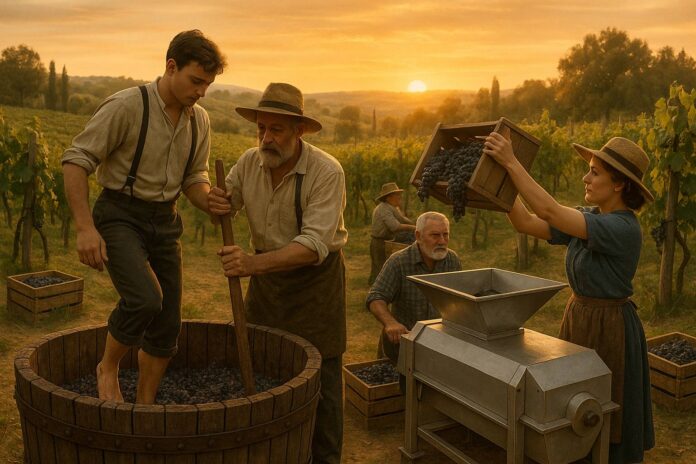 Il pigiatore di uva: storia e tecnica