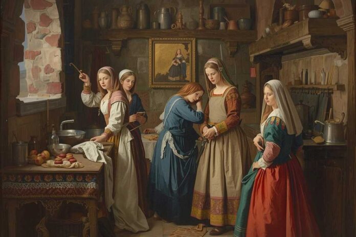 Lavoro femminile nei castelli: cuoche, levatrici e dame
