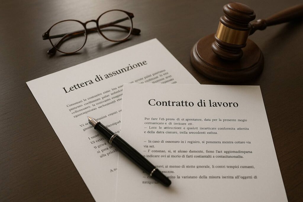 Lettera di assunzione e contratto: differenze giuridiche essenziali