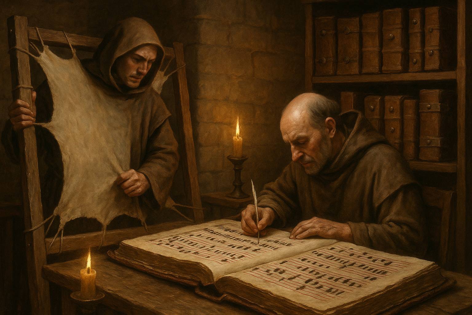 Pergamena, carta e inchiostro: la tecnologia dei libri medievali