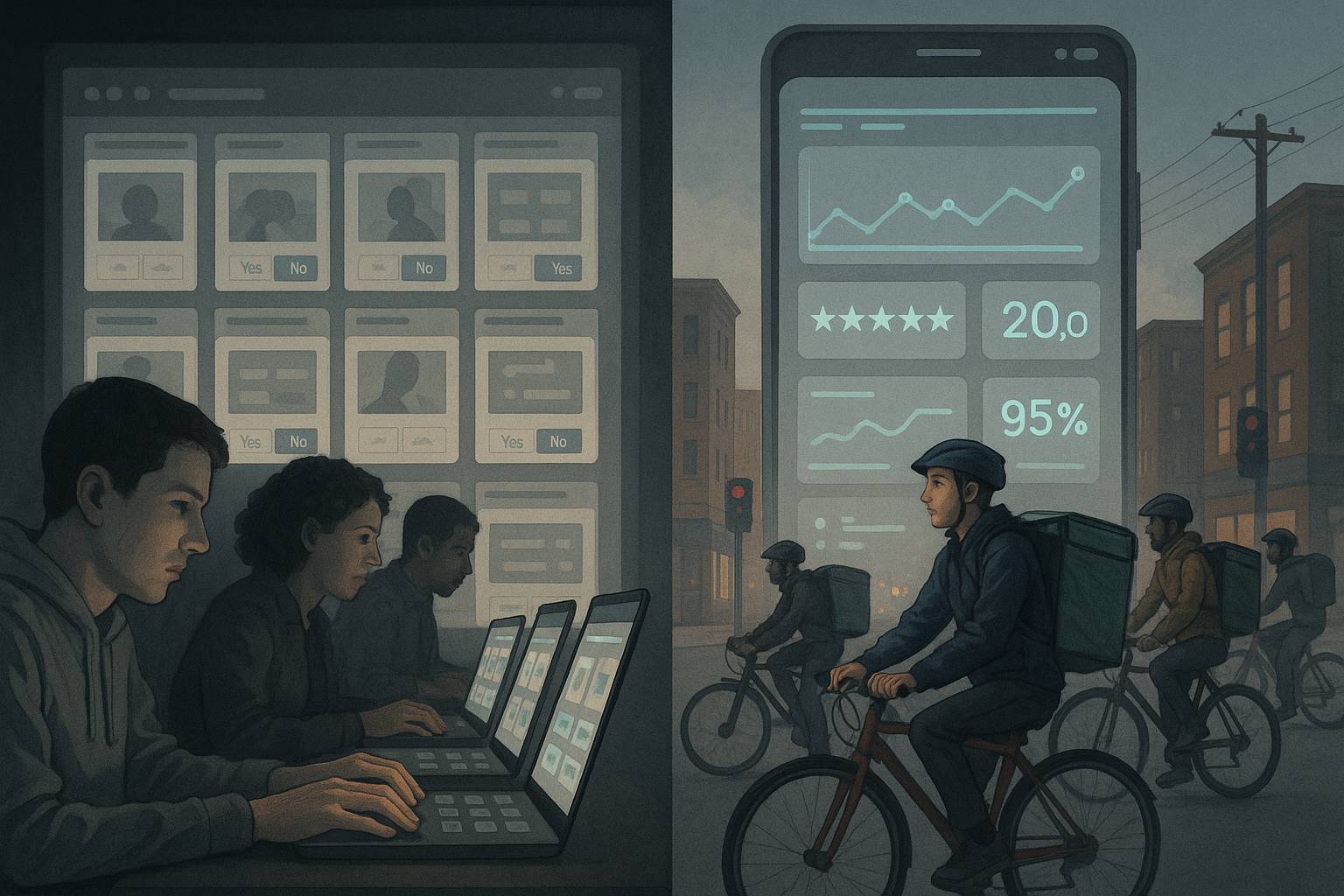 Frammentazione delle mansioni nel lavoro digitale, piattaforme e algoritmi