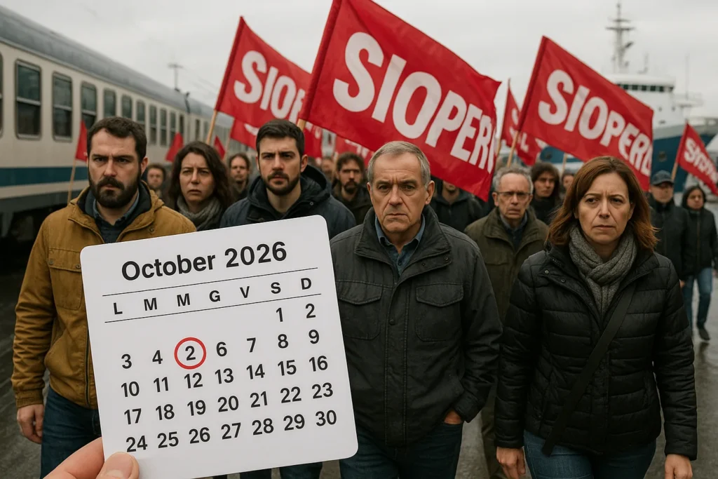 Sciopero generale il 2 ottobre 2026: ferroviario, marittimo, scuola e sanità a rischio
